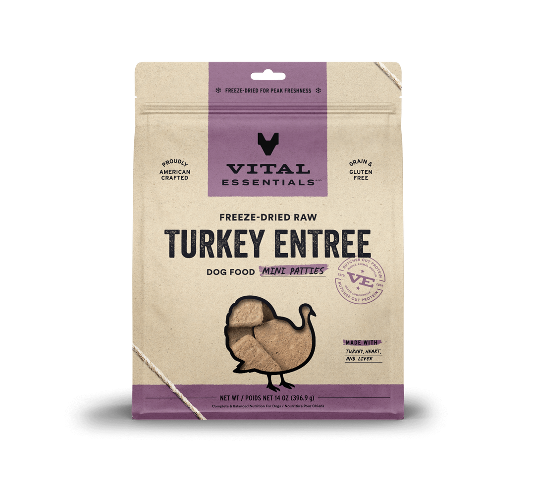 Vital Essentials® Freeze-Dried Raw Turkey Entree Dog Food Mini Patties, 14oz