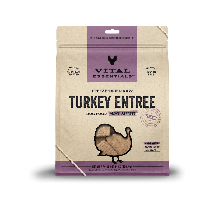 Vital Essentials® Freeze-Dried Raw Turkey Entree Dog Food Mini Patties, 14oz