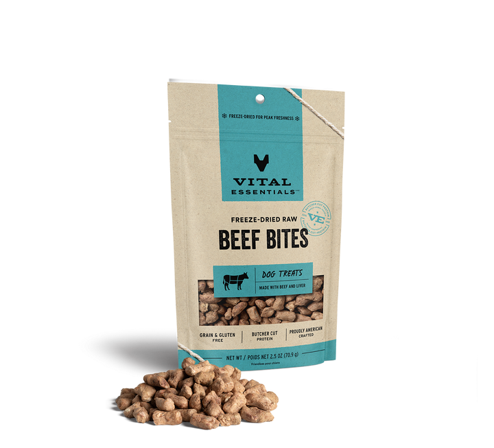 Vital Essentials® Freeze-Dried Beef Bites Dog Treats, 2.5 / 6.2 oz