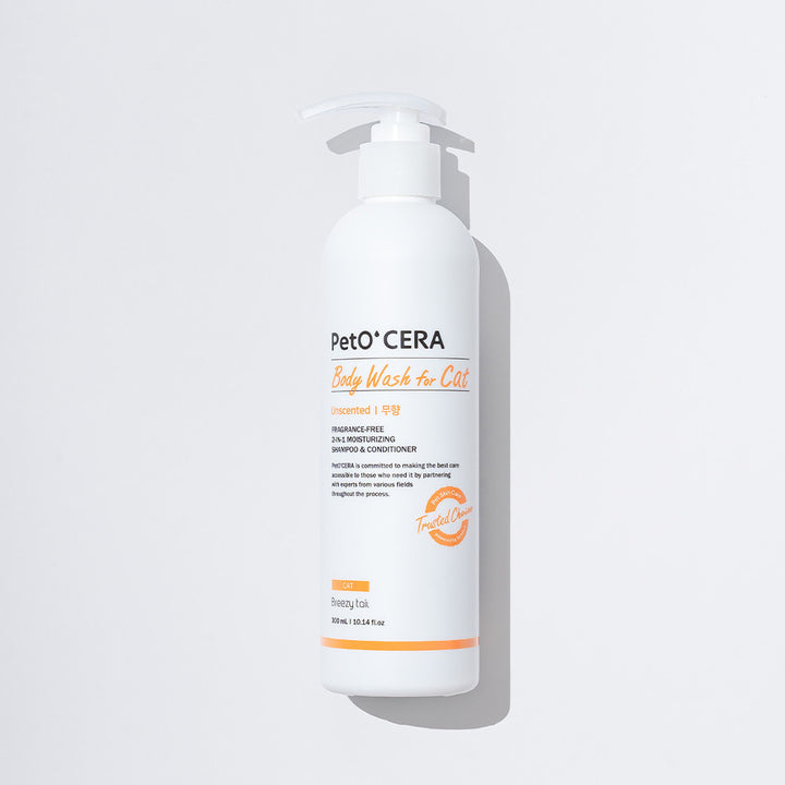 PetOCERA Body Wash for Cat Unscented 300ml - Fragrance-free, hypoallergenic all-in-one shampoo for sensitive cats