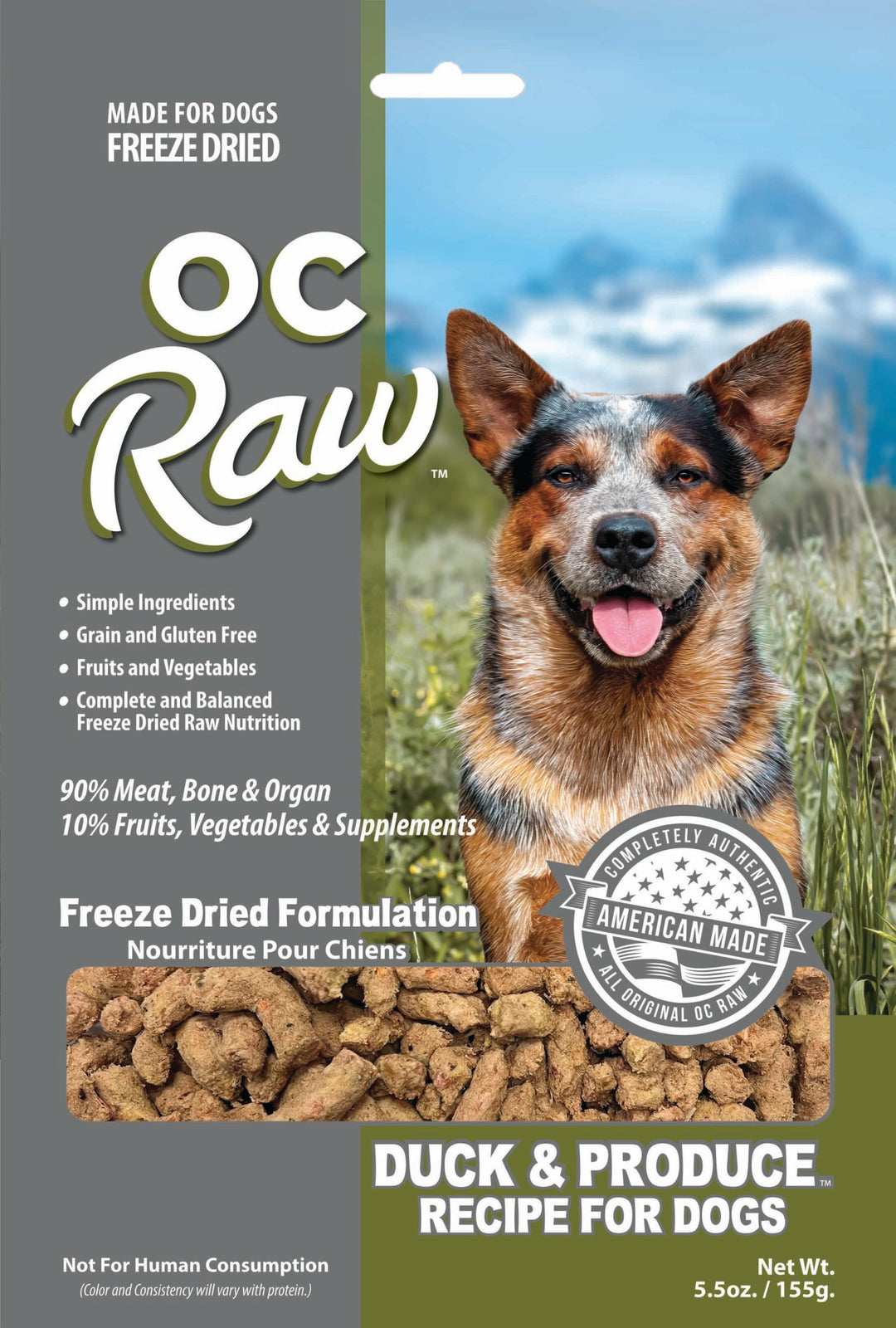 OC Raw - Freeze Dried Raw - Duck & Produce Meaty Rox (5.5oz - 155g)