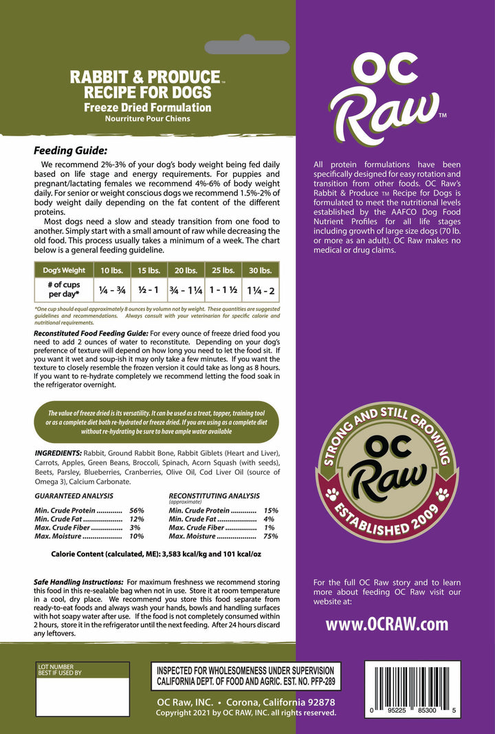 OC Raw - Freeze Dried Rabbit & Produce Meaty Rox (5.5 oz / 155g)