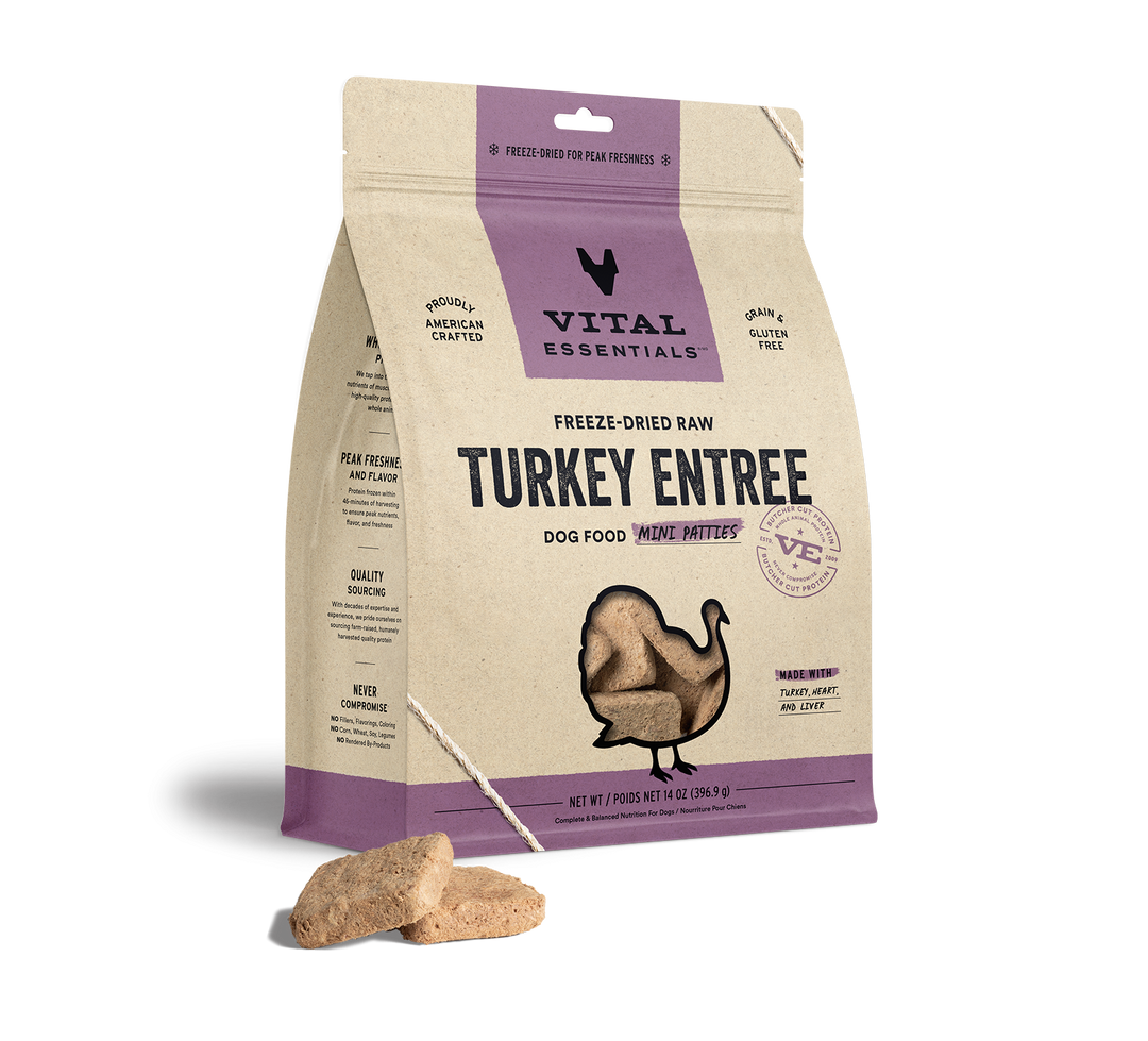 Vital Essentials® Freeze-Dried Raw Turkey Entree Dog Food Mini Patties, 14oz