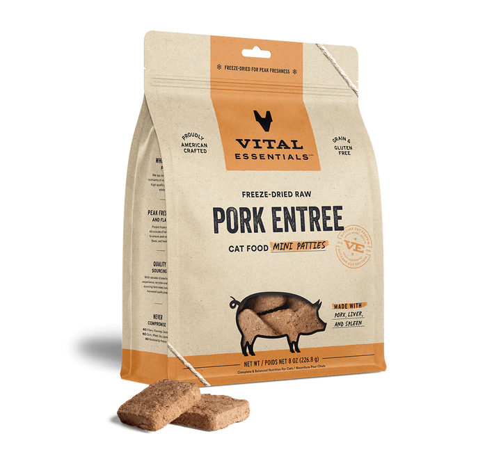 Vital Essentials® Freeze-Dried Raw Pork Entree Cat Food Mini Patties, 8 oz