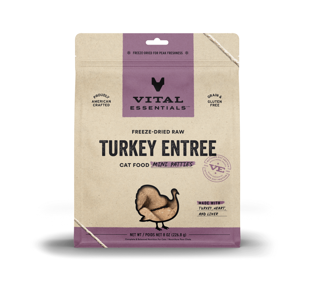 Vital Essentials® Freeze-Dried Raw Turkey Entree Cat Food Mini Patties, 8 oz