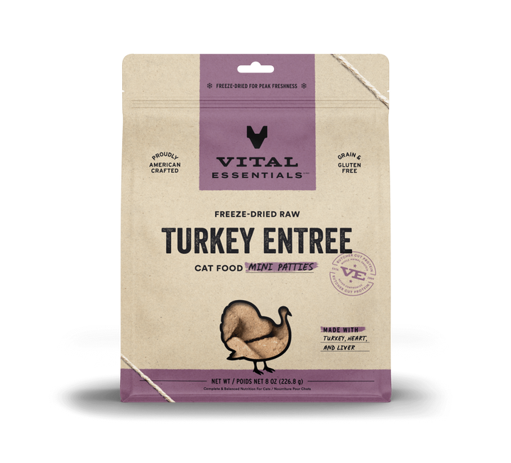 Vital Essentials® Freeze-Dried Raw Turkey Entree Cat Food Mini Patties, 8 oz