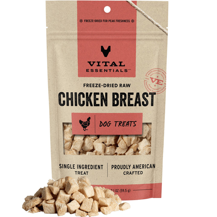 Vital Essentials Freeze-Dried Raw Chicken Breast Dog Treat (3 sizes) - low fat, premium single ingredient treat