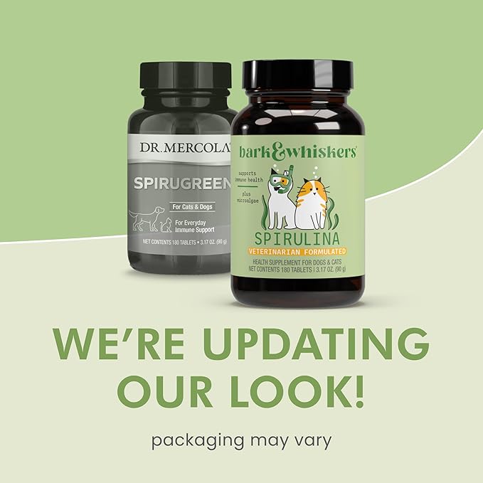 Dr. Mercola SpiruGreen, Bark & Whiskers Spirulina for Cats & Dogs (90g -180 tablets)