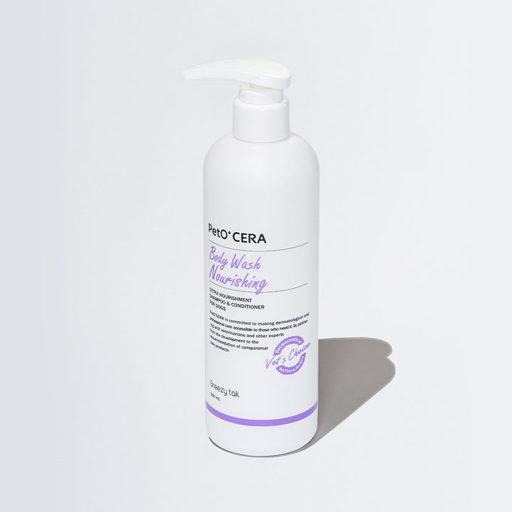 PetO'CERA Body Wash Nourishing 500ml - conditioning-style shampoo enriched with probiotics and peptides.