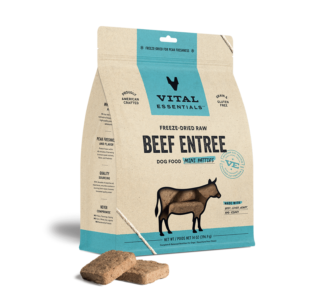 Vital Essentials® Freeze-Dried Raw Beef Entree Dog Food Mini Patties, 14oz