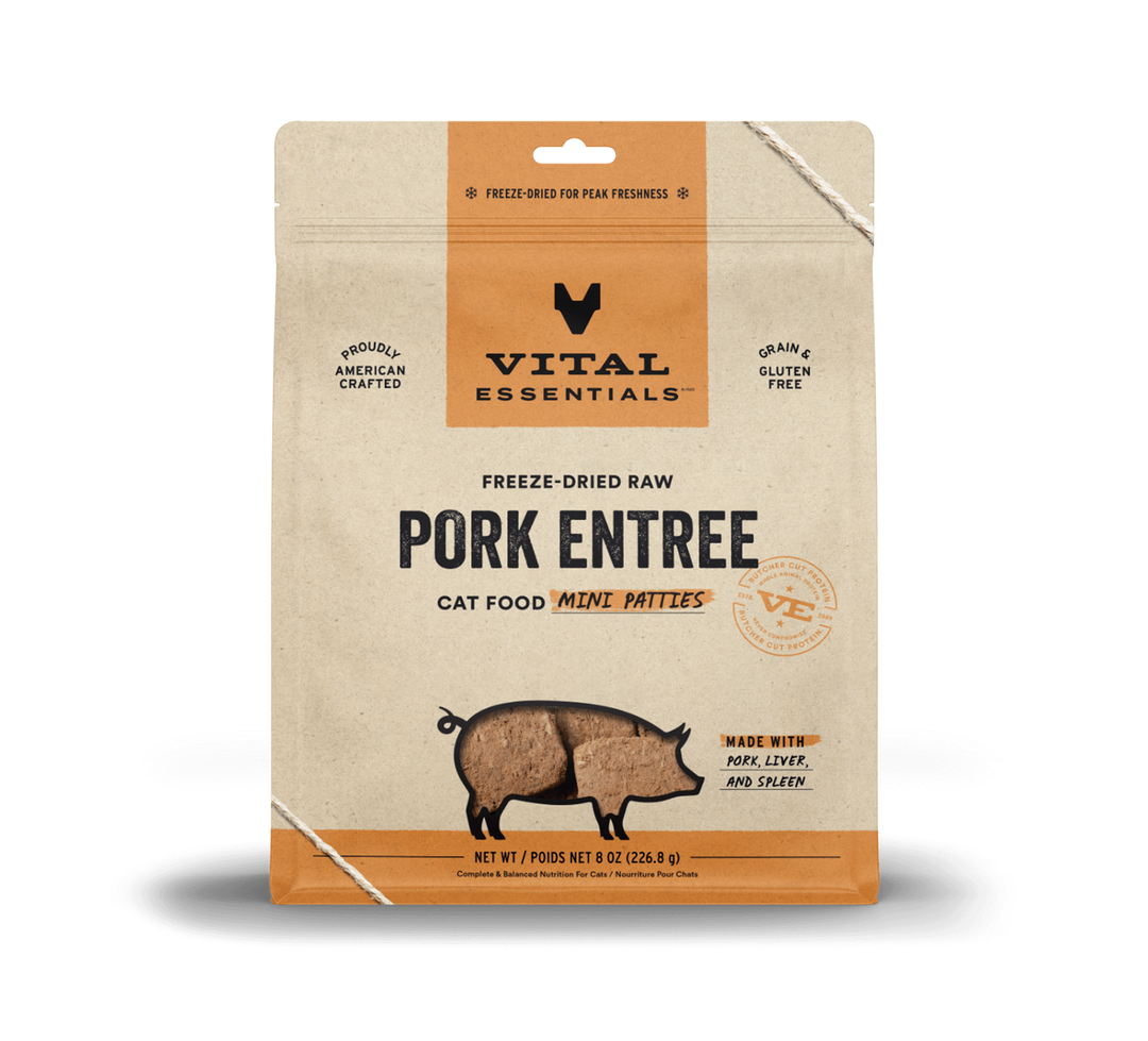 Vital Essentials® Freeze-Dried Raw Pork Entree Cat Food Mini Patties, 8 oz