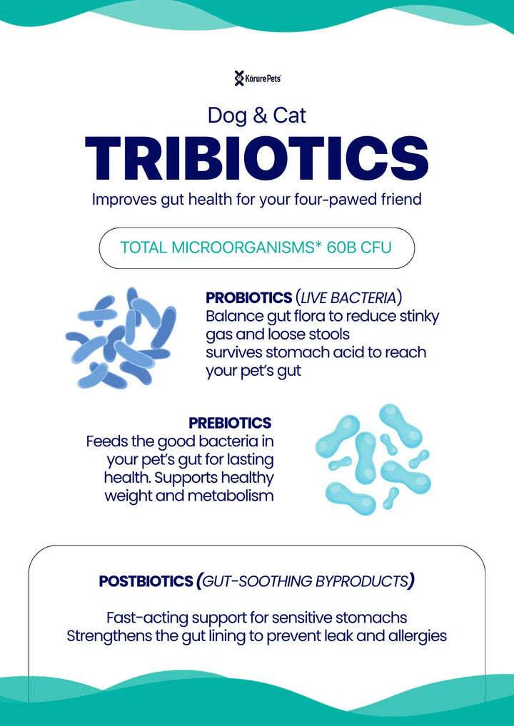 Korure Pets Dog Tribiotic 60g | Prebiotic + Probiotic + Postbiotic | Special Canine & Wolf Strains