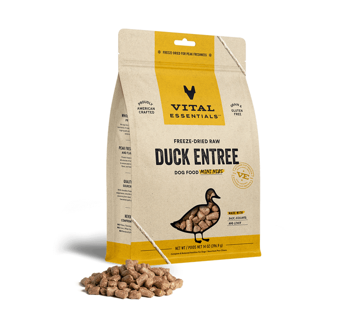 Vital Essentials® Freeze-Dried Raw Duck Entree Dog Food Mini Nibs - 5.5oz / 14oz