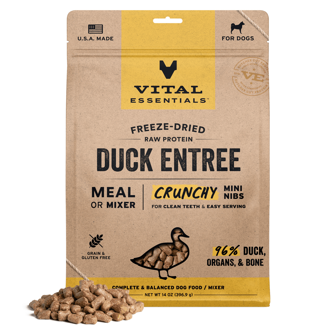 Vital Essentials Freeze-Dried Raw Duck Entree Dog Food Mini Nibs 14oz
