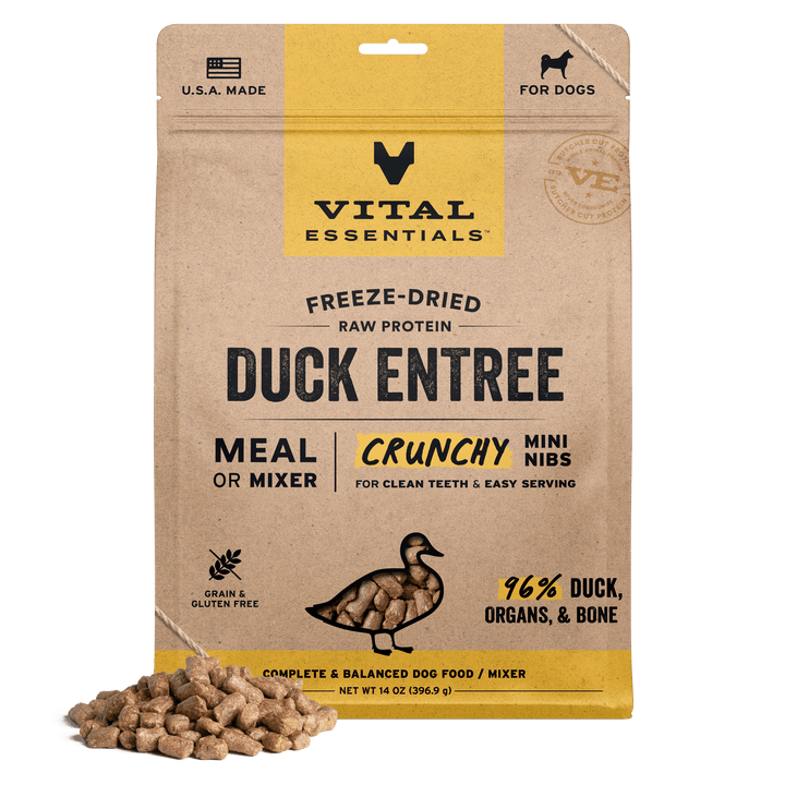Vital Essentials Freeze-Dried Raw Duck Entree Dog Food Mini Nibs 14oz