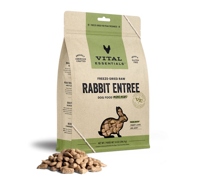 Vital Essentials® Freeze-Dried Raw Rabbit Entree Dog Food Mini Nibs 5.5oz / 14oz