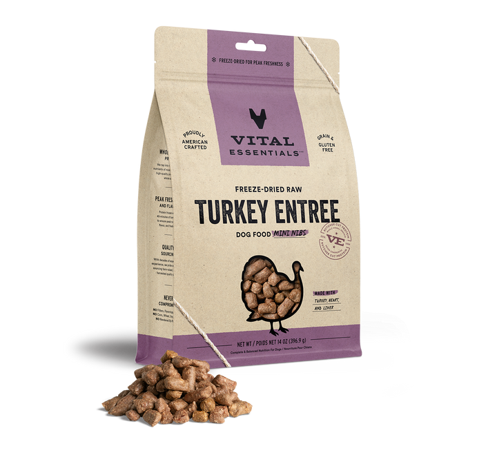 Vital Essentials® Freeze-Dried Raw Turkey Entree Dog Food Mini Nibs 5.5oz / 14oz