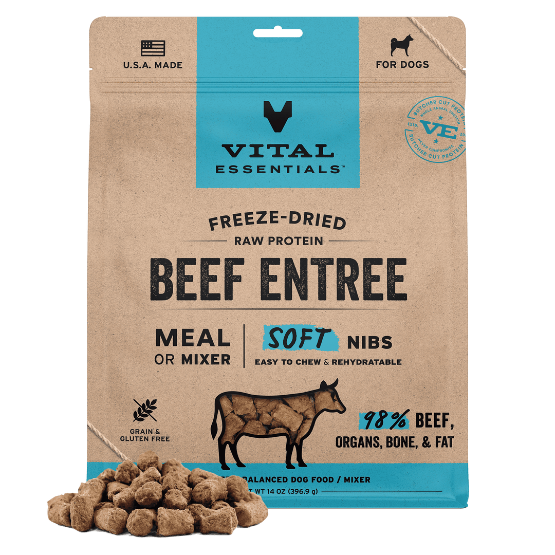 Vital Essentials Freeze-Dried Raw Beef Entree Dog Food Soft Nibs 14oz