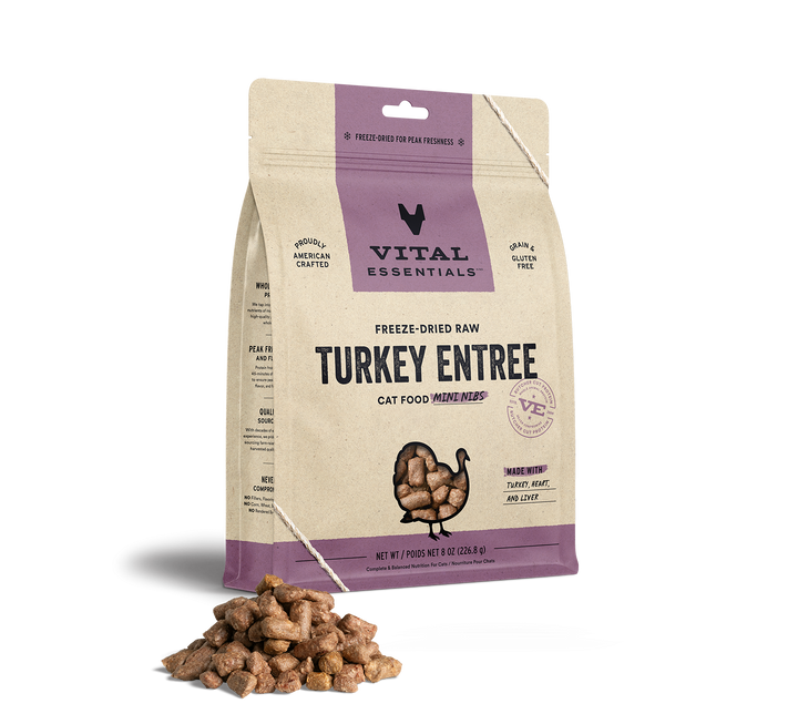 Vital Essentials® Freeze-Dried Raw Turkey Entree Cat Food Mini Nibs, 8 oz