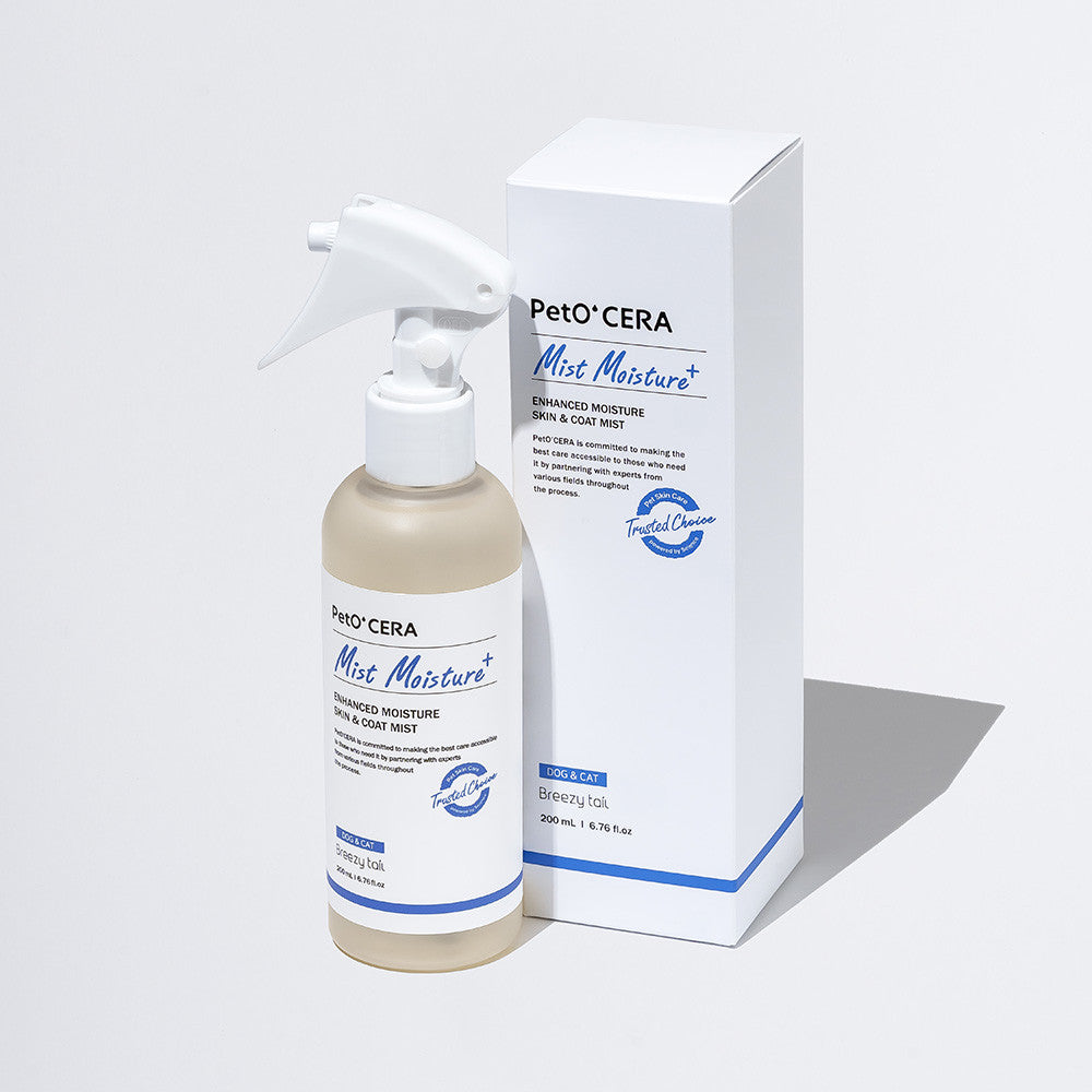 PetO CERA Mist Moisture Plus 200ml - advanced hydration mist for dry, itchy coat and skin with a pleasant baby powder scent.