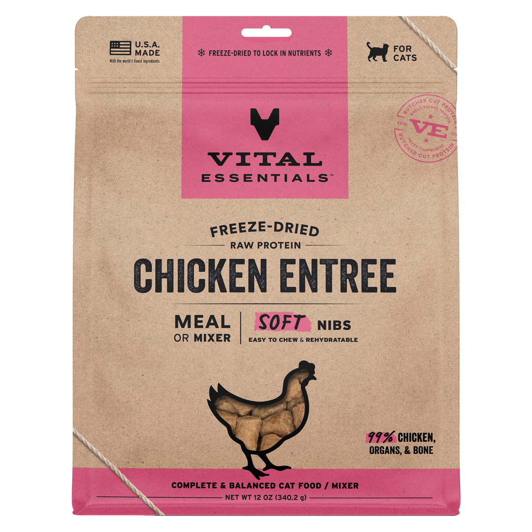 [NEW!] Vital Essentials Freeze Dried Raw Soft Nibs Food for Cats 12oz - Chicken (new value size)