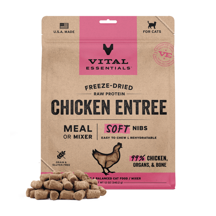 [NEW!] Vital Essentials Freeze Dried Raw Soft Nibs Food for Cats 12oz - Chicken (new value size)