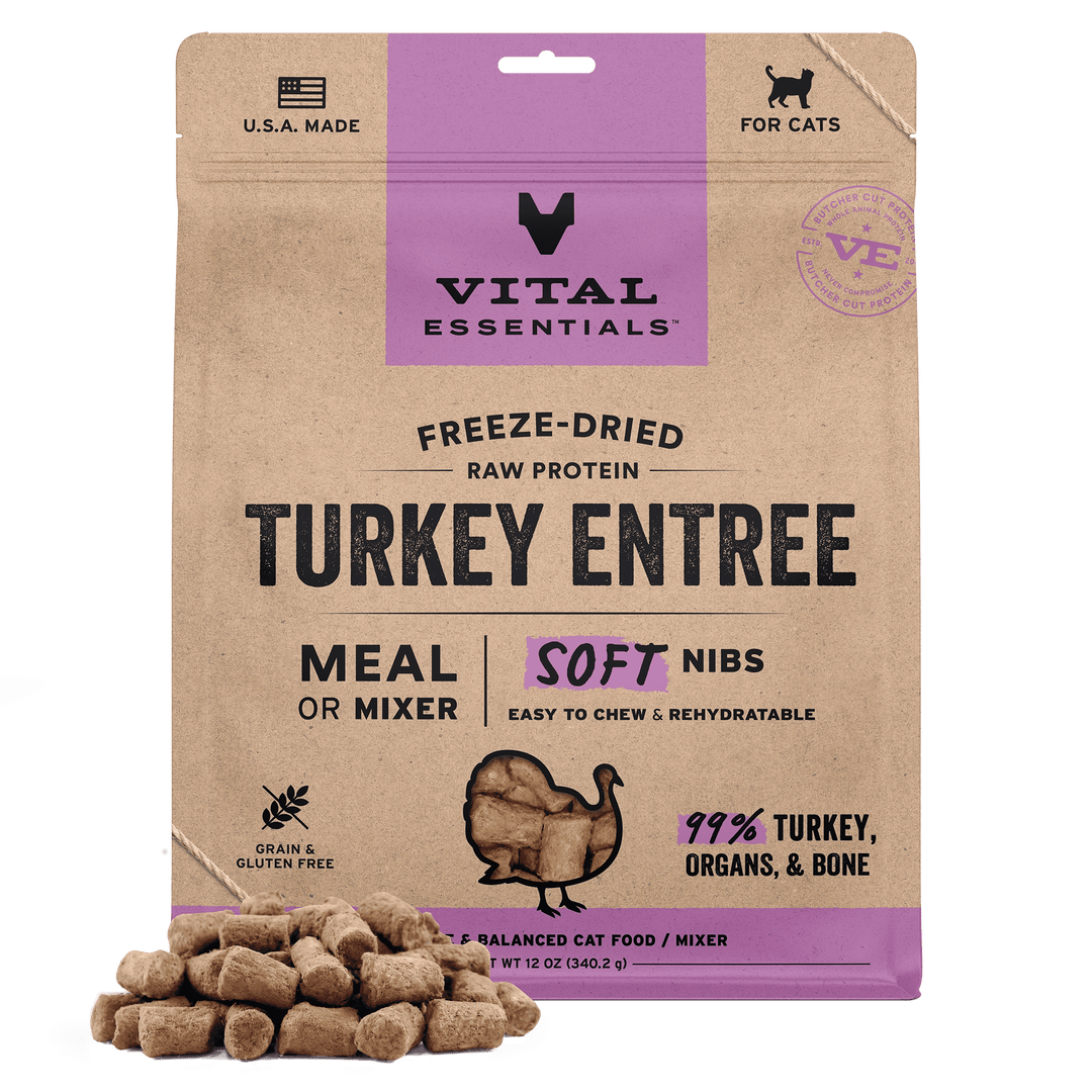 [NEW!] Vital Essentials Freeze Dried Raw Soft Nibs Food for Cats 12oz - Turkey (new value size)