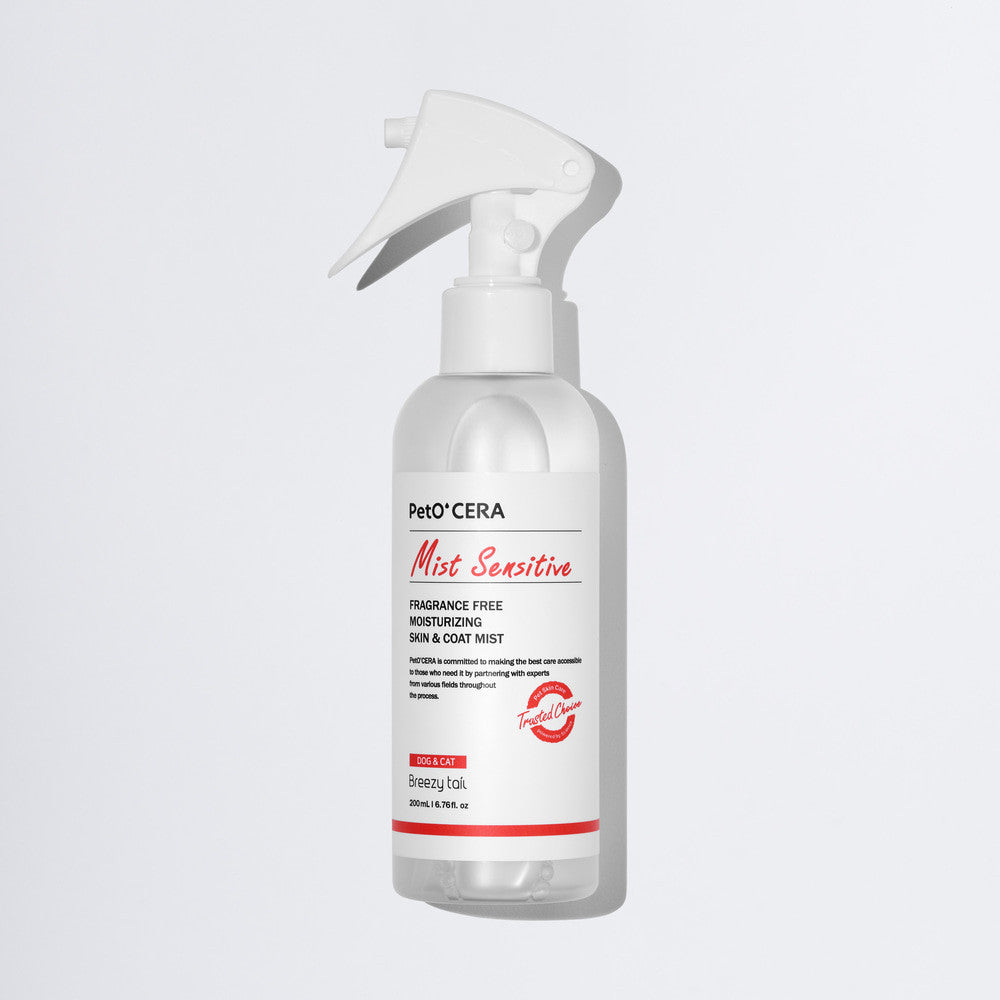 PetOCERA Mist Sensitive 200ml – gentle, fragrance-free coat-conditioning mist for sensitive pets.
