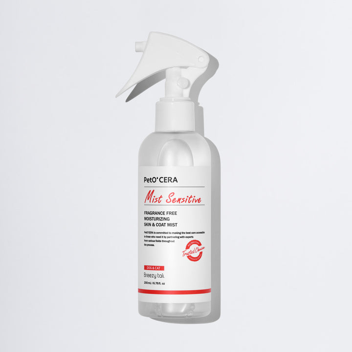 PetOCERA Mist Sensitive 200ml – gentle, fragrance-free coat-conditioning mist for sensitive pets.