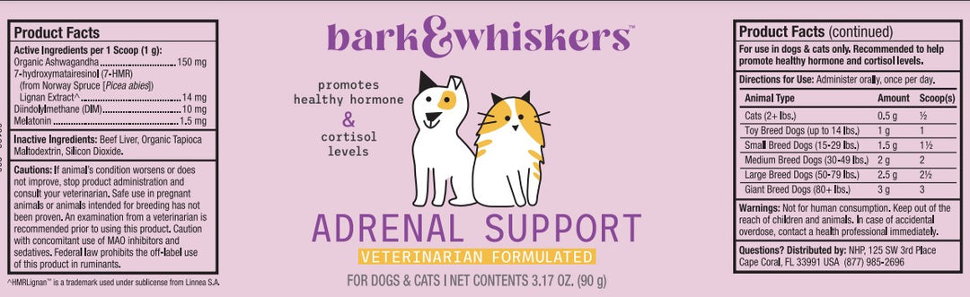 Dr. Mercola | Bark & Whiskers™ Adrenal Support for Dogs & Cats (90g), formally Canine Hormone Support