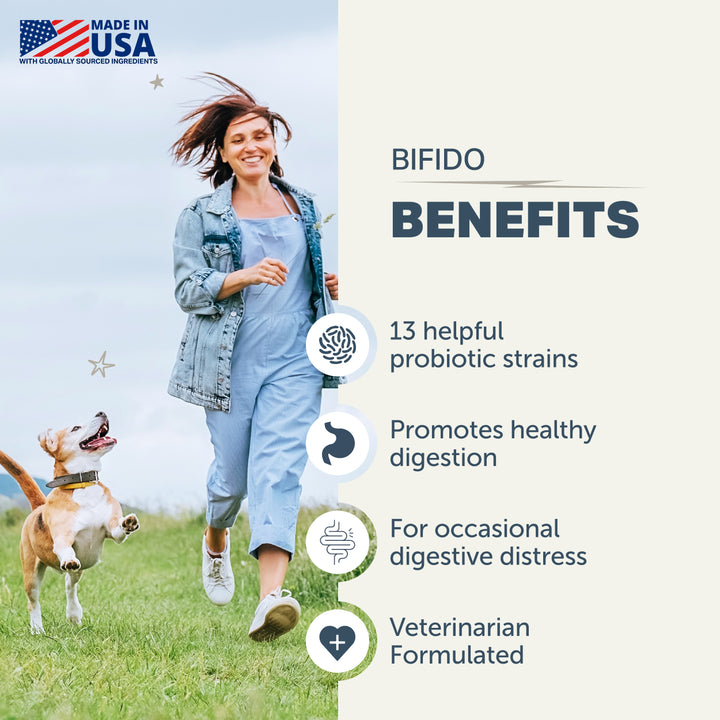Four Leaf Rover BIFIDO FOR FIDO for Dogs (48.3g). 13 Strain Probiotics Blend With Organic Prebiotics