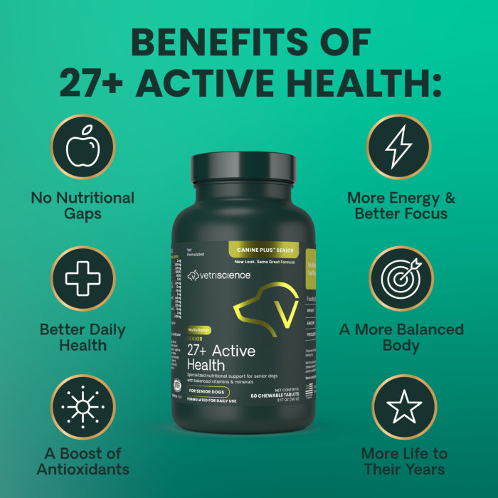 VetriScience SENIOR 27+ Active Health Chewable Tablets for Dog (60 tablets), formally Canine Plus Senior Multivitamins