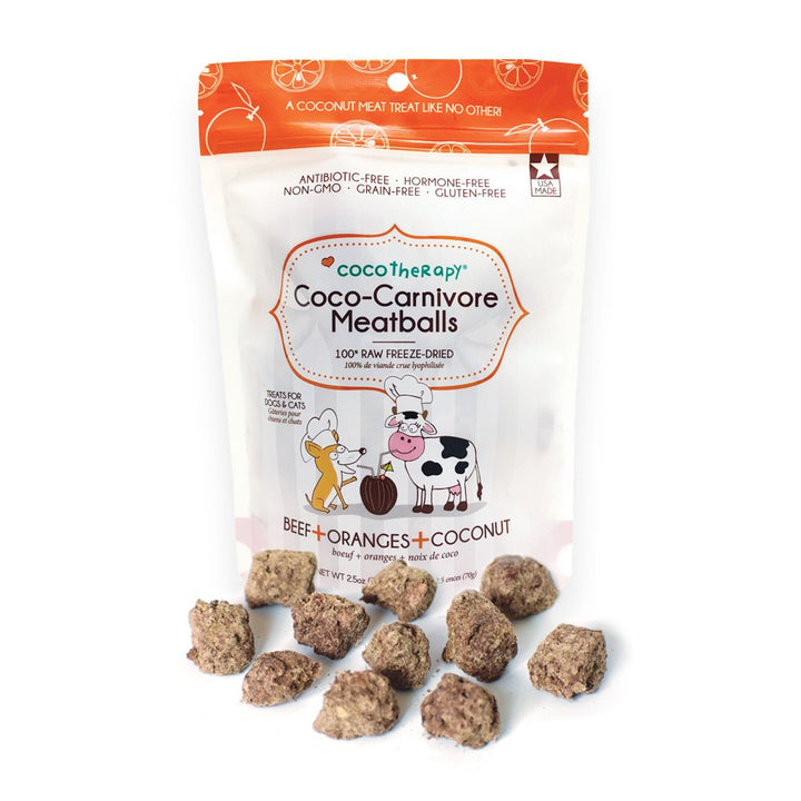 CocoTherapy® Coco-Carnivore Meatballs (70g) – Beef + Orange + Coconut - Meat Treats for dogs and cats