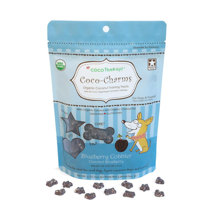 CocoTherapy® Coco-Charms Training Treats Blueberry Cobbler (141g) - Organic Training Treat for dogs