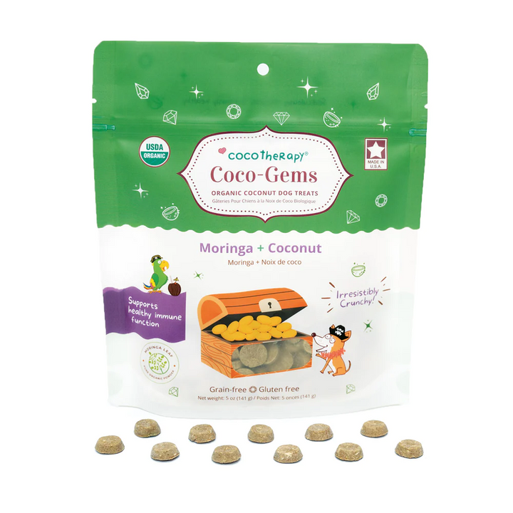 CocoTherapy® Coco-Gems Training Treats Moringa + Coconut (141g)- Organic Training Treat for dogs