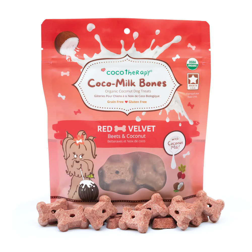 CocoTherapy® Coco-Milk Bones Red Velvet Biscuit (170g) - Organic Coconut Treat for dogs