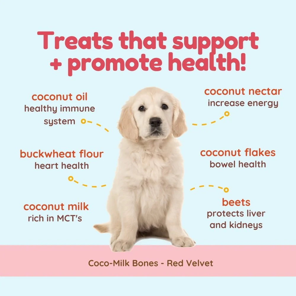 CocoTherapy® Coco-Milk Bones Red Velvet Biscuit (170g) - Organic Coconut Treat for dogs