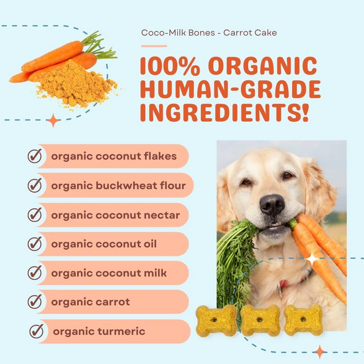 CocoTherapy® Coco-Milk Bones Carrot Cake Biscuit (170g) - Organic Coconut Treat for dogs