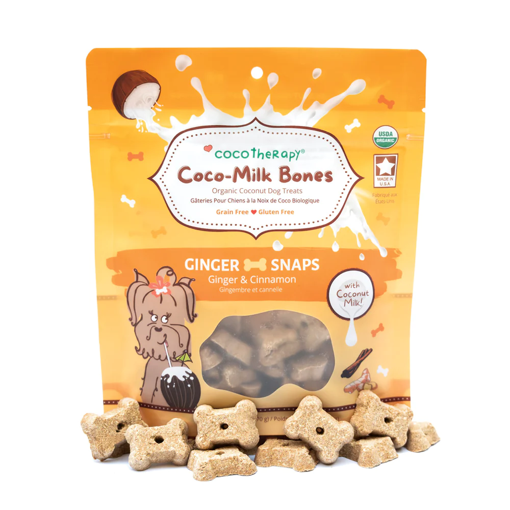 CocoTherapy® Coco-Milk Bones Ginger Snaps Biscuit (170g) - Organic Coconut Treat for dogs