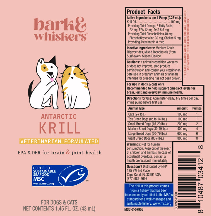Dr. Mercola | Bark & Whiskers™ Antarctic Krill Oil Liquid Pump for Dogs & Cats (43ml)