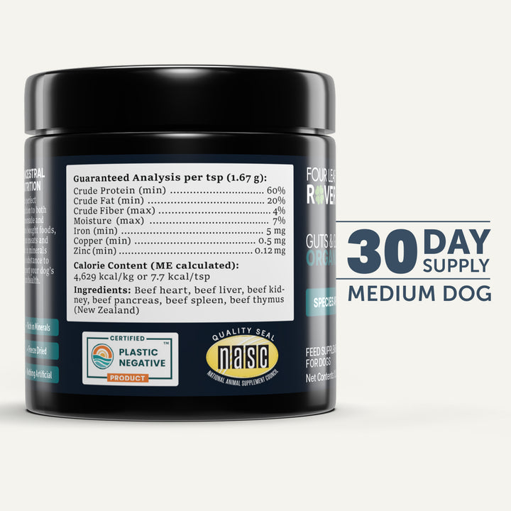Four Leaf Rover GUTS & GLORY Organs for Dogs (37.4g). Species Appropriate Nutrition