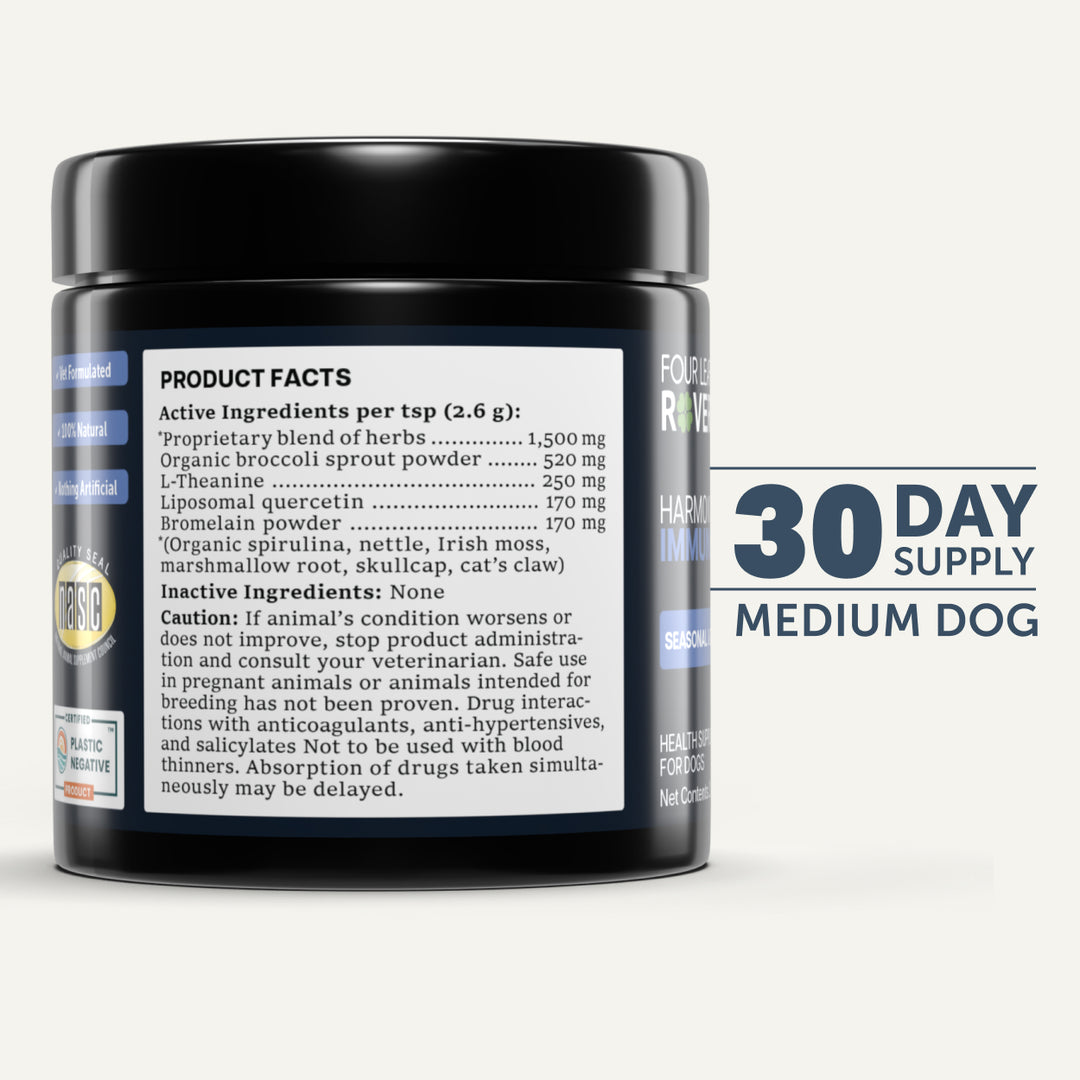 Four Leaf Rover HARMONY - Immune Support for Dogs (78.3g). Seasonal and Environmental Allergies