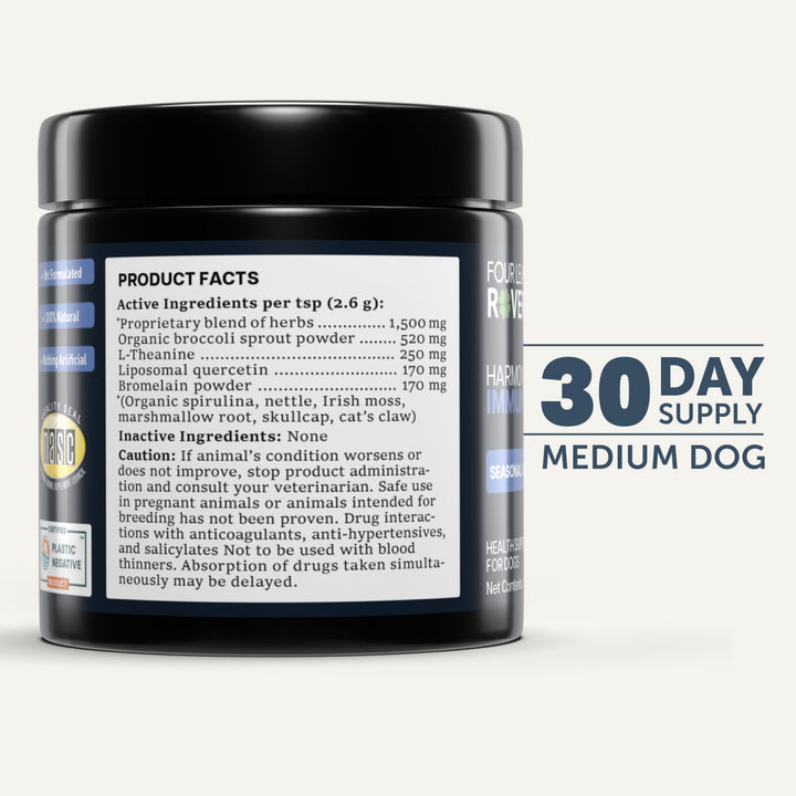 Four Leaf Rover HARMONY - Immune Support for Dogs (78.3g). Seasonal and Environmental Allergies