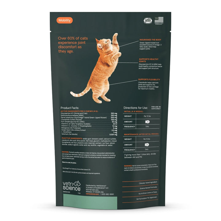 [ NEW LOOK! ] VetriScience® Ultimate Strength Healthy Hip & Joint for Cats (formally known as GlycoFlex® Plus Hip & Joint Supplement for Cats (30 chews)