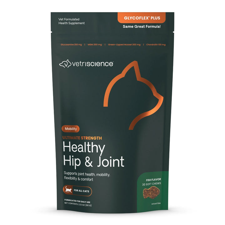 [ NEW LOOK! ] VetriScience® Ultimate Strength Healthy Hip & Joint for Cats (formally known as GlycoFlex® Plus Hip & Joint Supplement for Cats (30 chews)