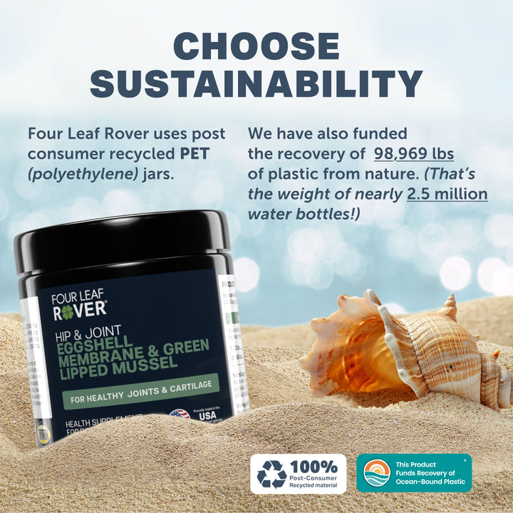 Four Leaf Rover HIP & JOINT. Eggshell Membrane and Green Lipped Mussel (67.5g/166g)