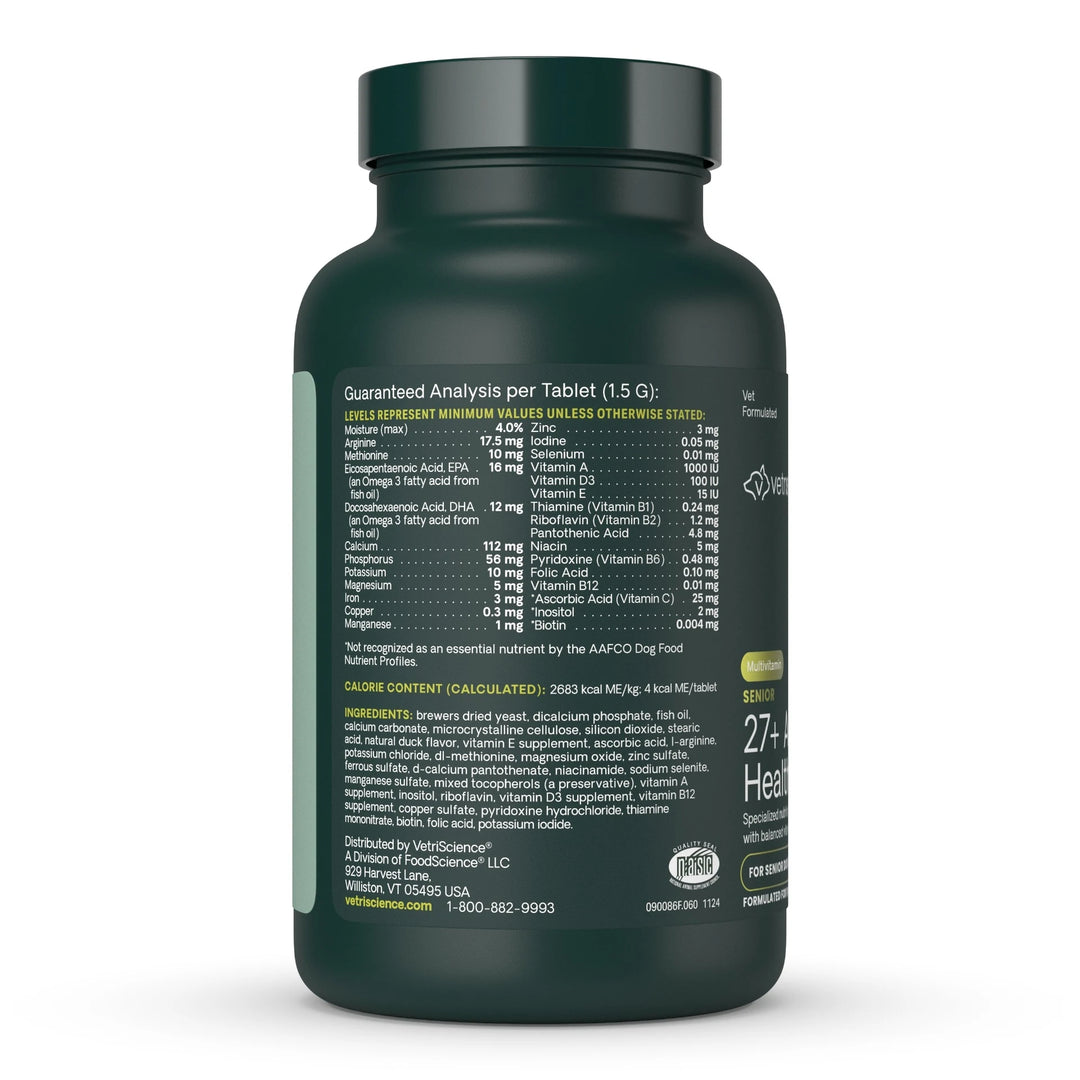 VetriScience SENIOR 27+ Active Health Chewable Tablets for Dog (60 tablets), formally Canine Plus Senior Multivitamins