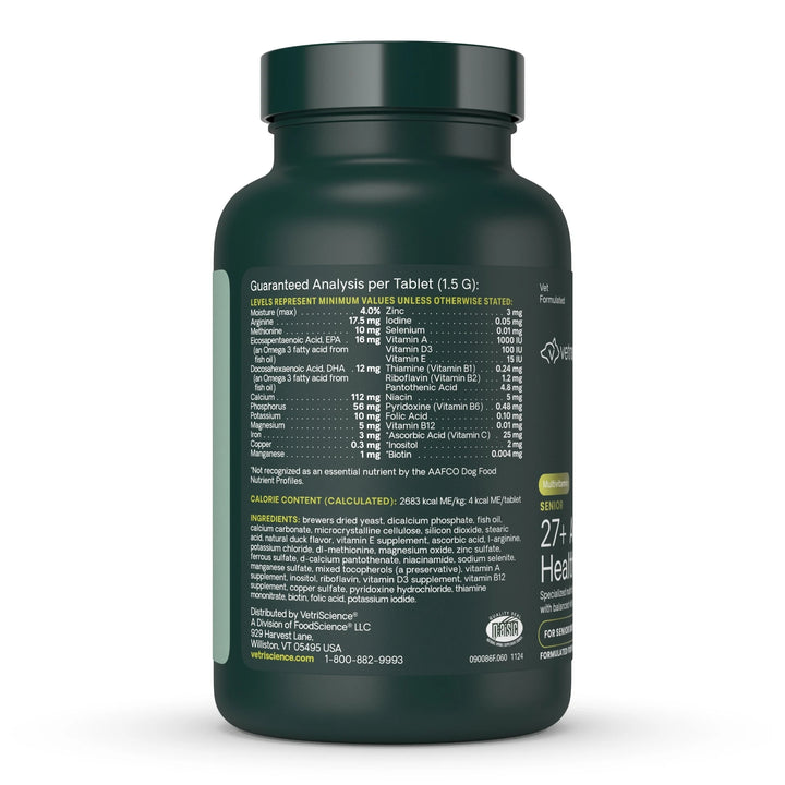 VetriScience SENIOR 27+ Active Health Chewable Tablets for Dog (60 tablets), formally Canine Plus Senior Multivitamins