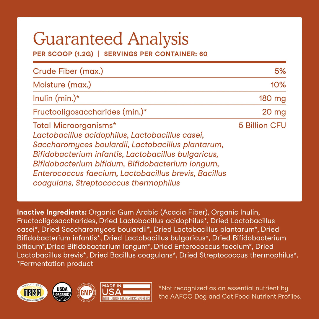 Fera Pets Probiotics with Prebiotics USDA Organic (72g)