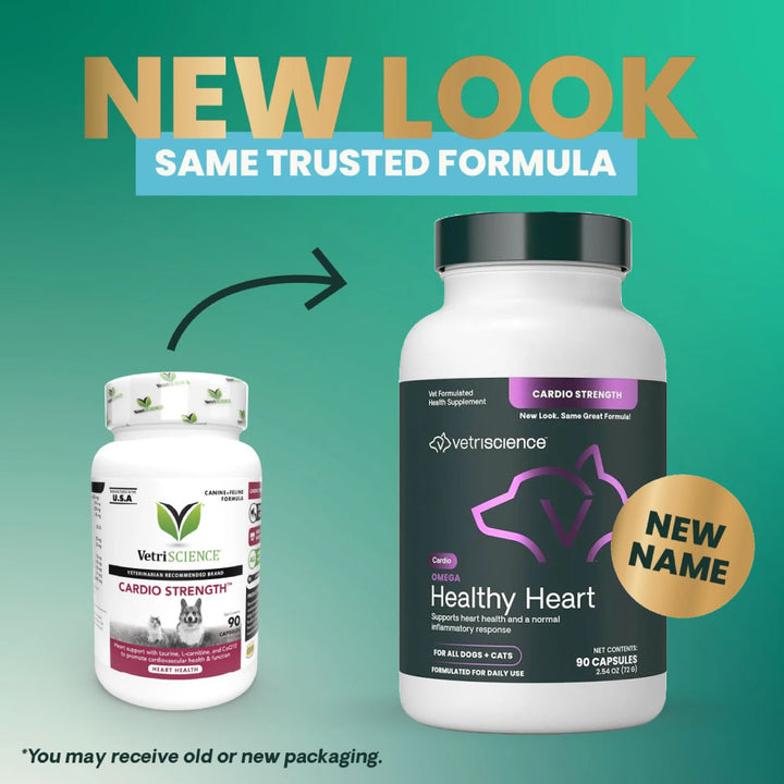 VetriScience ® Omega Healthy Heart for Dogs & Cats  (90 capsules) - previously known as Cardio Strength ™ Heart Supplement for Dogs & Cats